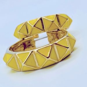 Cookie Lee pyramid yellow gold tone hoop earrings. Sunshine Yellow Hoops